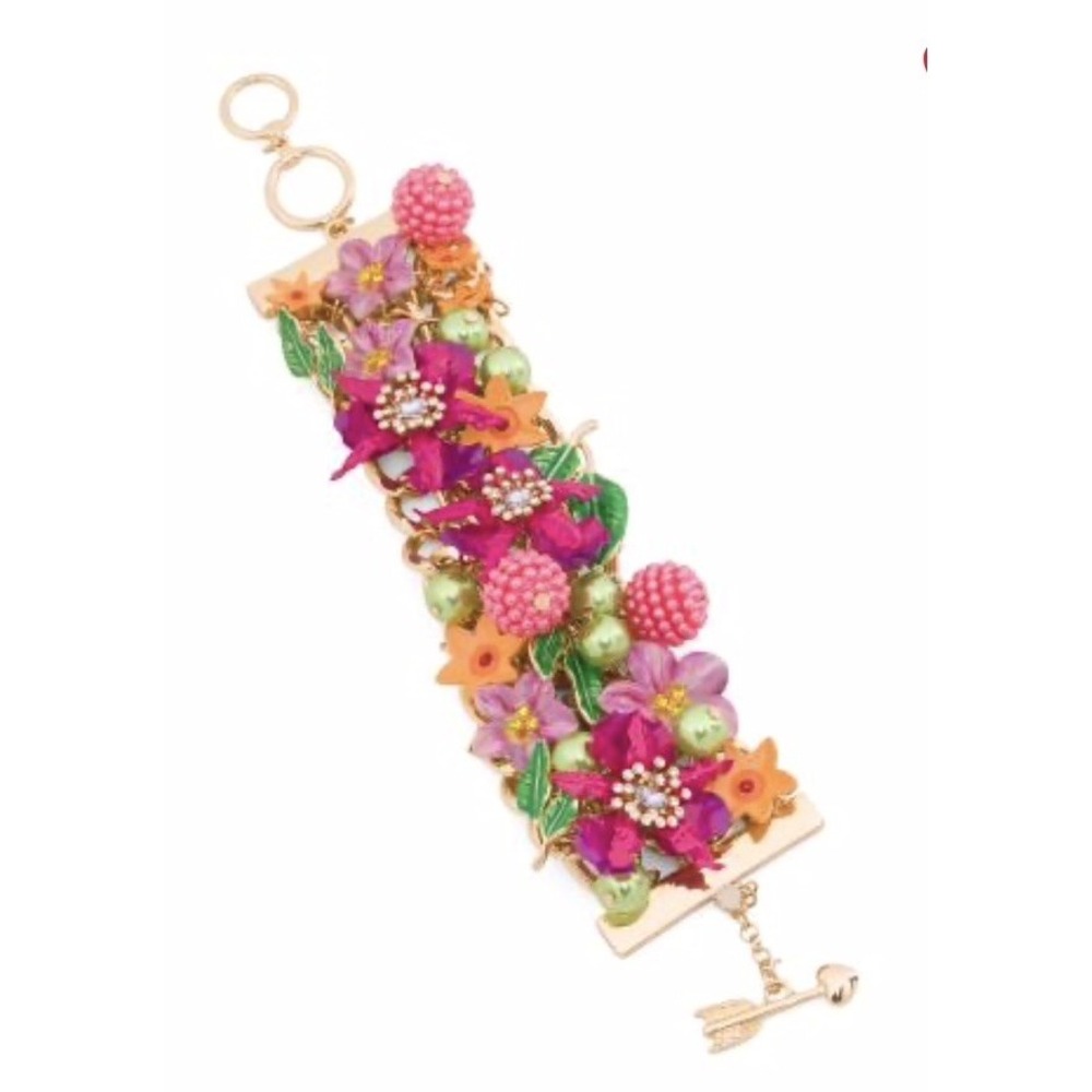 Betsey Johnson Orchid Gold plated garden floral bracelet NWT